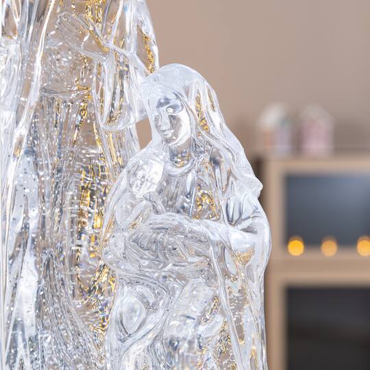 Glitzhome® 12" Lighted Acrylic Crystal Christmas Holly Family Water Globe with Timer